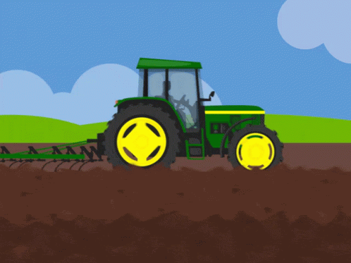 John Deere Tractor Plowing Field