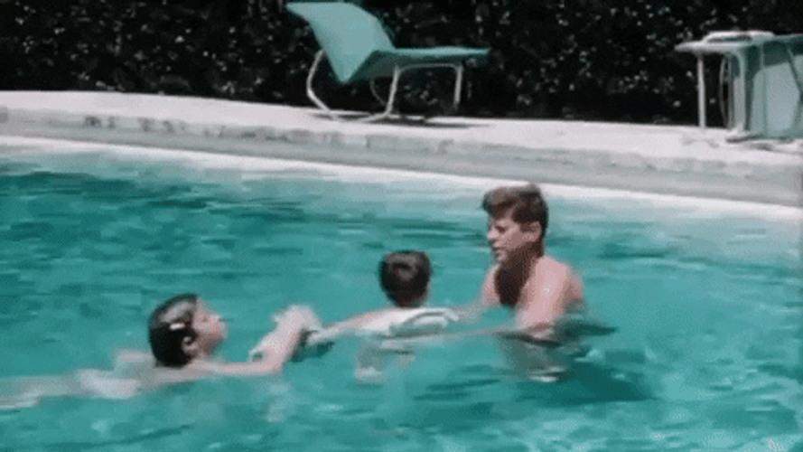 John F. Kennedy Swimming With Kids GIF
