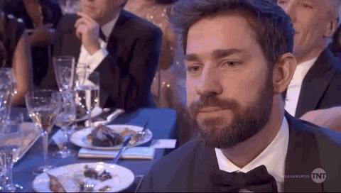 John Krasinski Shaking Head Happy Tears GIF