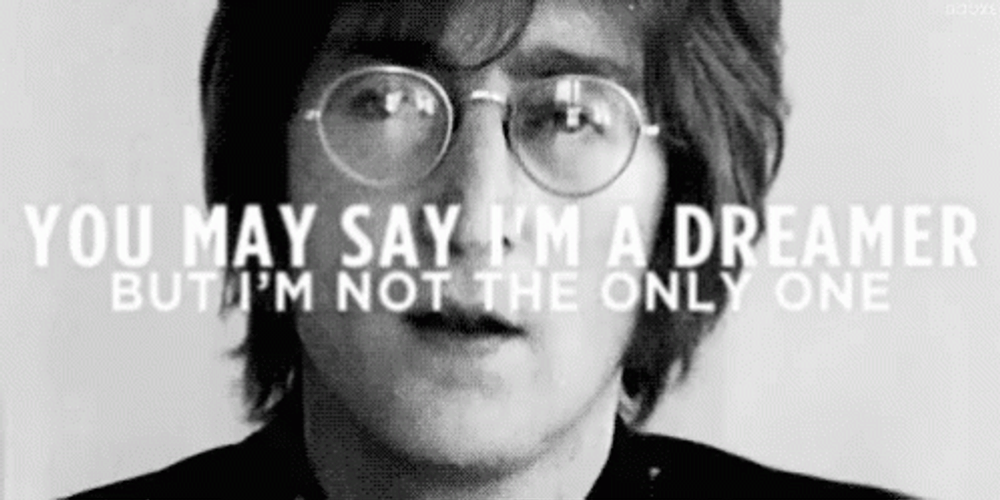 John Lennon Singing Imagine GIF