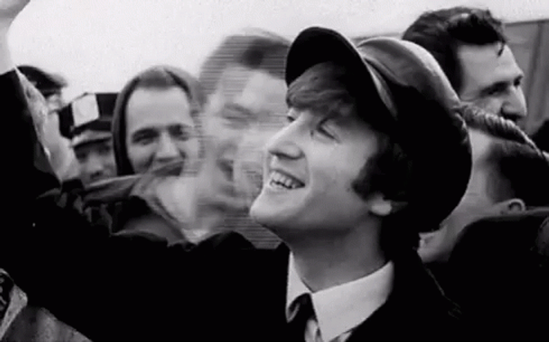 John Lennon Smiling And Waving GIF