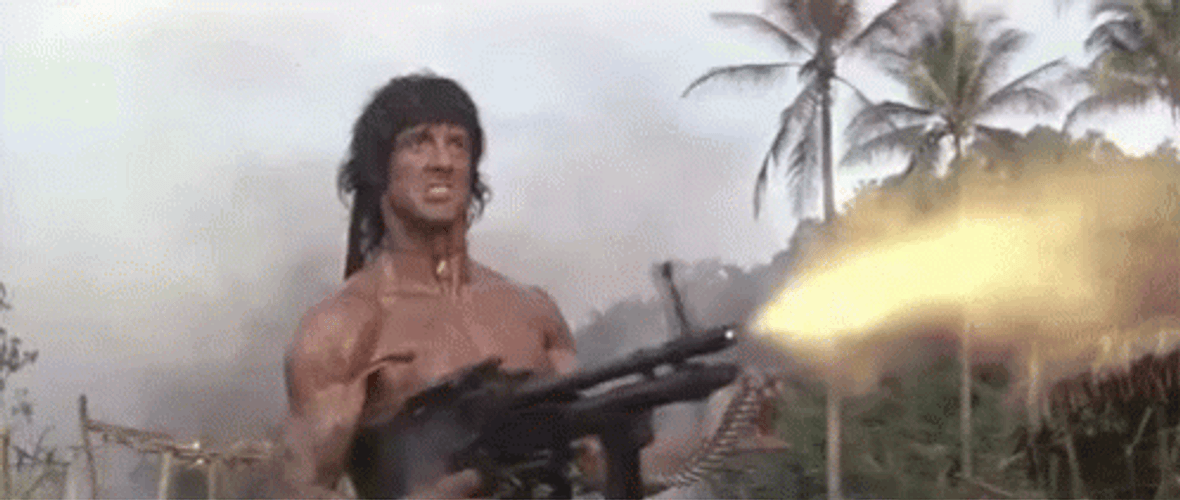 John Rambo Firing The Machine Gun GIF