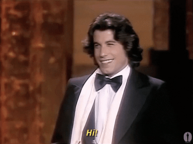 John Travolta Hi Oscars 1978 GIF