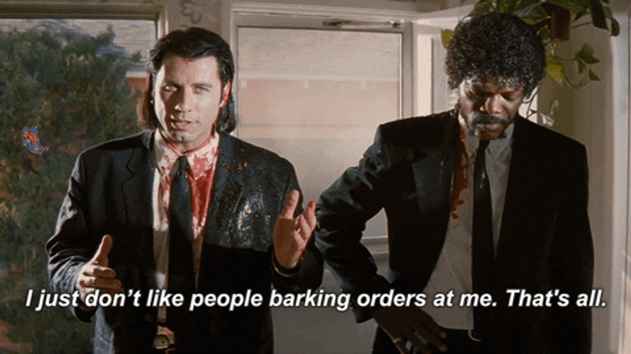 John Travolta Pulp Fiction Barking Orders GIF