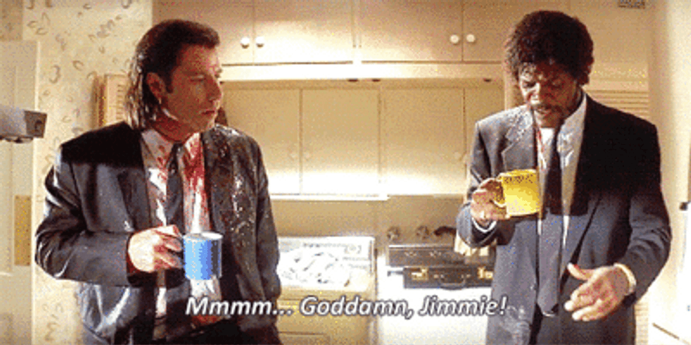 John Travolta Pulp Fiction Drinking Coffee GIF