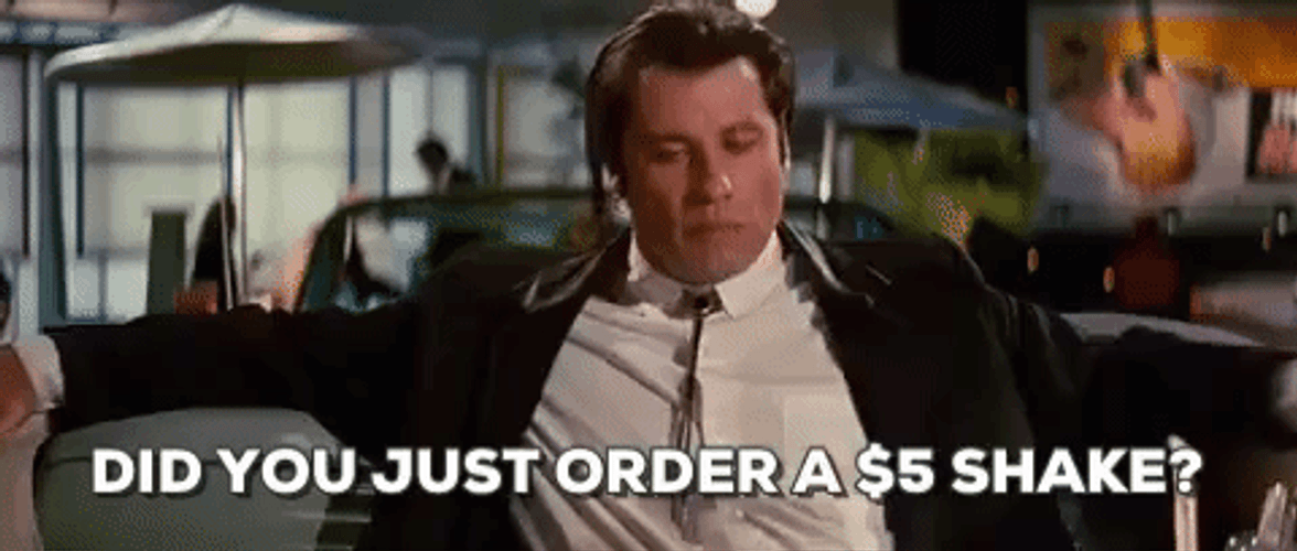 John Travolta Pulp Fiction Five Dollar Shake GIF