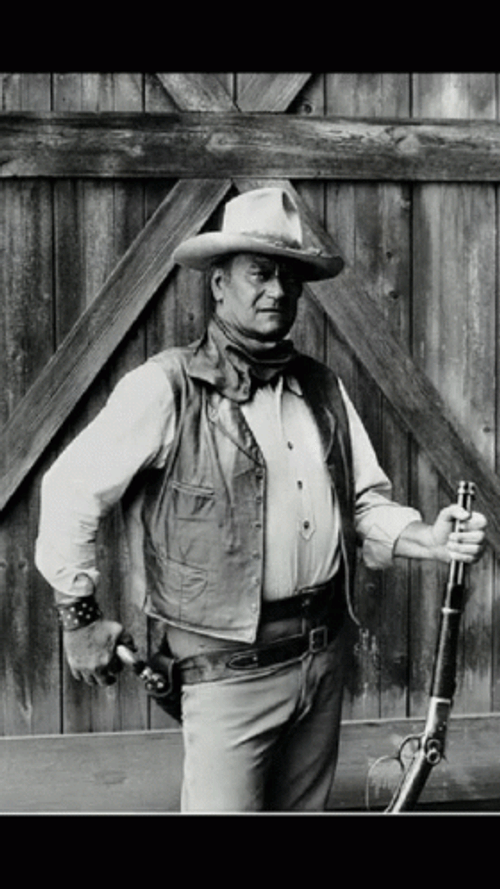John Wayne Holding Rifle GIF