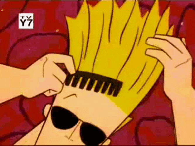 Johnny Bravo Combing Blonde Hair GIF 