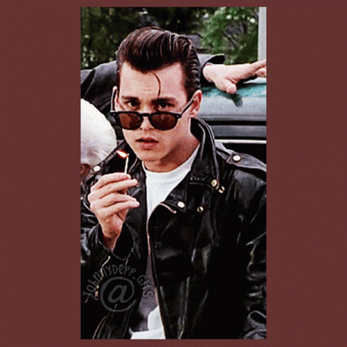 Johnny Depp Crybaby Chew Stare GIF