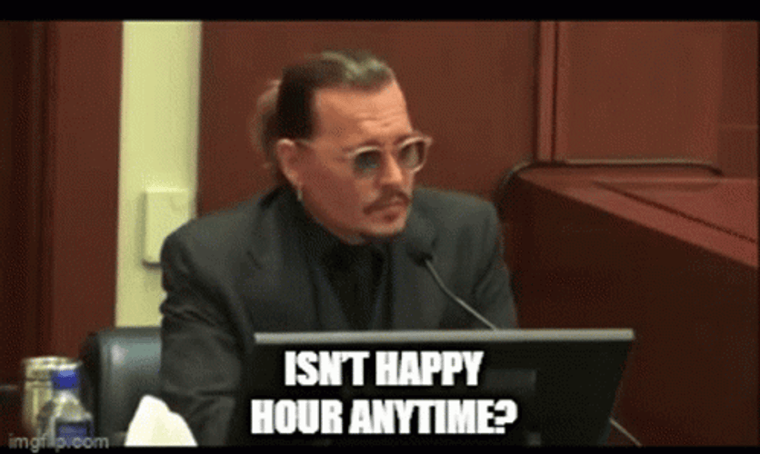 Johnny Depp Isn't Happy Hour Anytime GIF