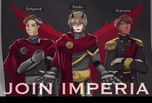 Join Imperia Poster With Three Characters GIF