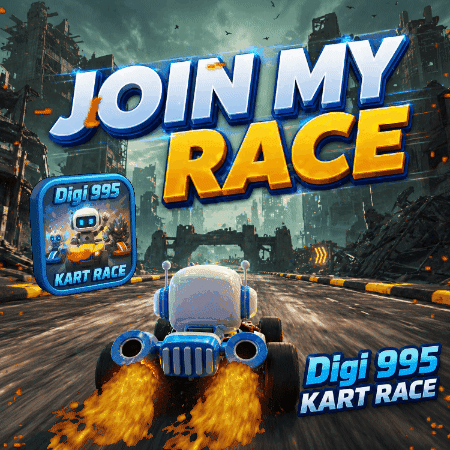 Join My Race Sign With Robot Driving Kart