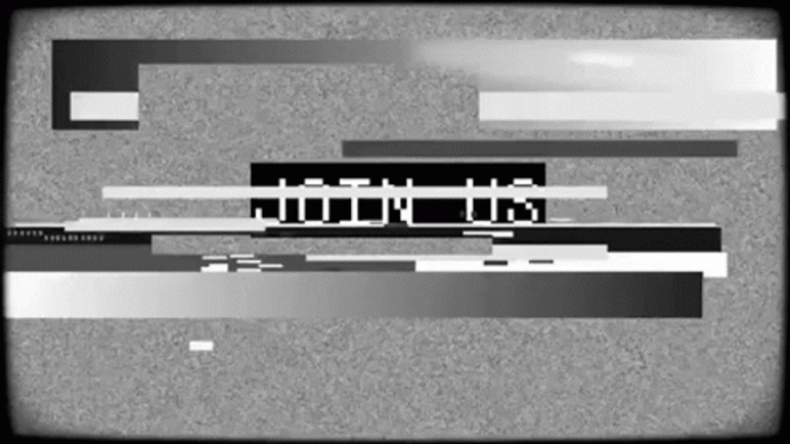 Join Us Glitchy Static Screen GIF