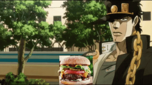 Jojo Jotaro Kujo Eating Burger GIF