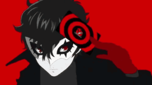 Joker From Persona 5 Is Wearing Headphones On His Head . GIF