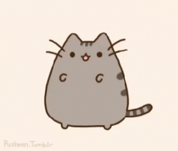 Jolly Pusheen Cat Swaying Tail GIF