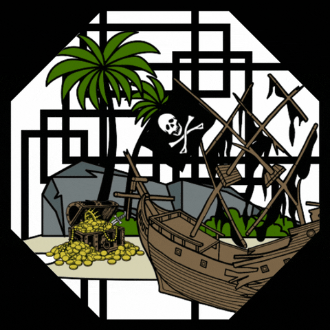 Jolly Roger In A Cartoon Shipwreck GIF