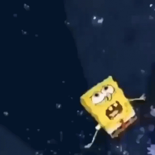 Jolly Spongebob Floating In Water GIF
