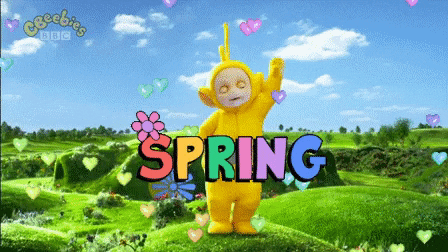 Jolly Teletubbies Jumps On The First Day Of Spring GIF