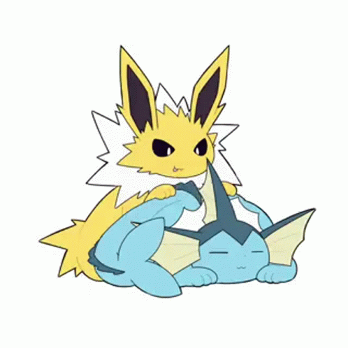 Jolteon Playing With Vaporeon Pokemon GIF