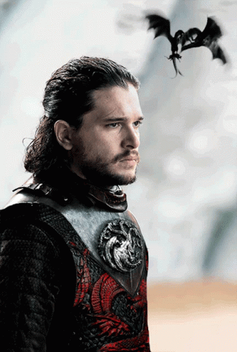 Jon Snow Dragons Flying In Background GIF