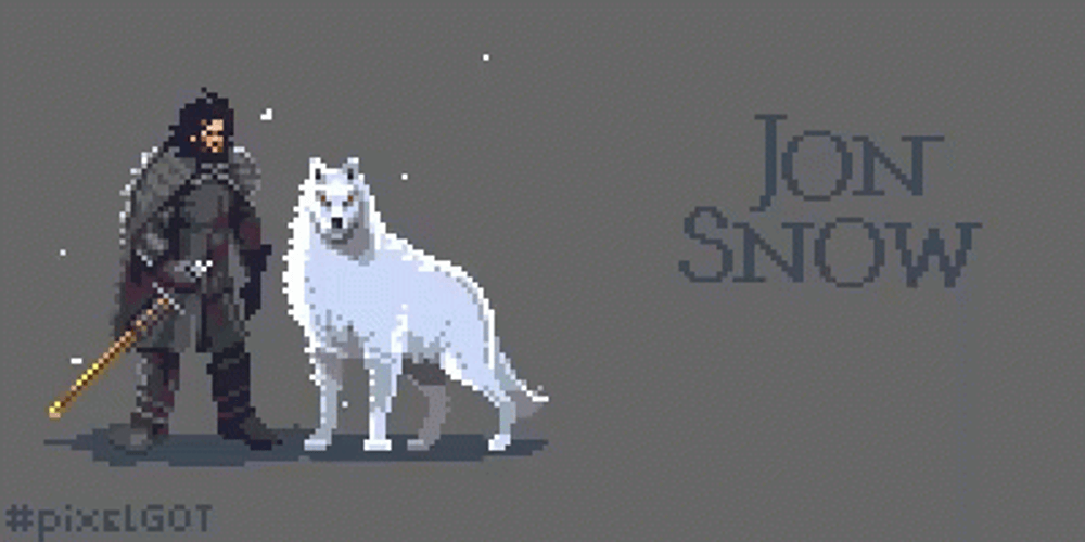 Jon Snow Ghost Direwolf Moving Artwork GIF