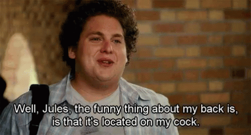 Jonah Hill Of Superbad Talking About His Back GIF
