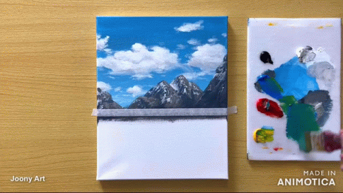 Joony Art Painting Mountains On Canvas GIF