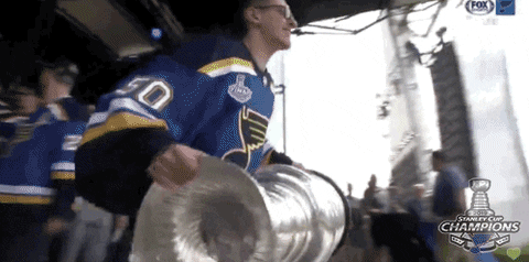 Jordan Binnington Showing Stanley Cup To Fans GIF