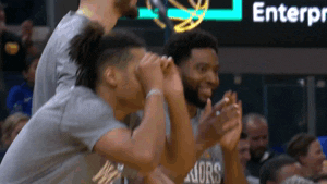 Jordan Poole Hand Gesture Binoculars GIF