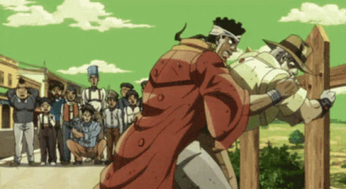 Joseph Joestar Throwing A Villager GIF