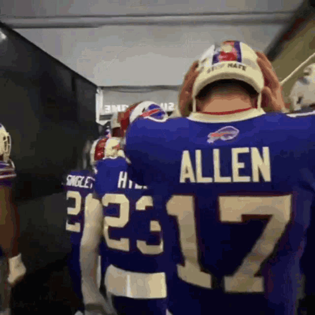 Josh Allen Tapping His Helmet GIF