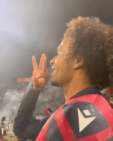 Joshua Zirkzee Being Goofy Peace Sign GIF