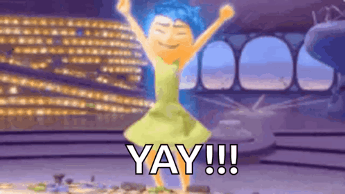 Joy Dancing with Arms in Air
