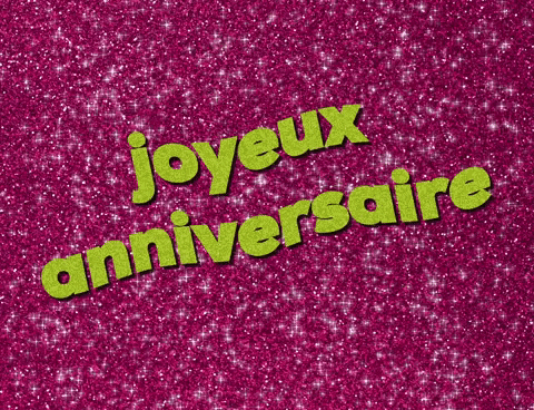 Joyeux Anniversaire Greeting With Pink Dust GIF