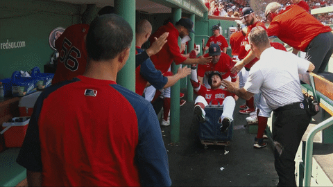 Joyful Red Sox High Five GIF