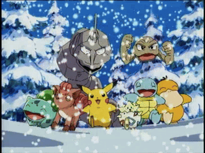 Joyful Walking Pokemon Christmas Snow GIF