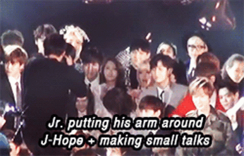 JR. Putting Arm Around J-Hope In Crowd GIF