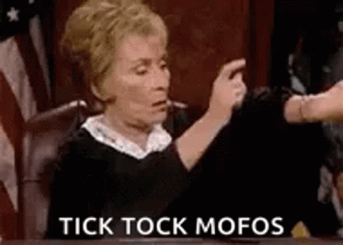 Judge Judy Time Tick Tock Mofos GIF