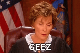 Judge Sitting In Courtroom Eyes Closed Saying Geez GIF