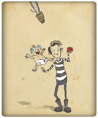 Juggling Baby And Chainsaw Animation GIF