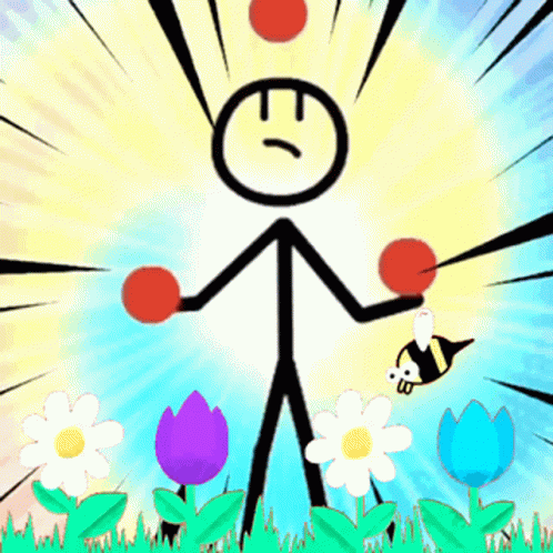 Stickman Juggling Red Balls Animation GIF