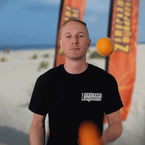 Juggling Orange Hitting Face Fail GIF