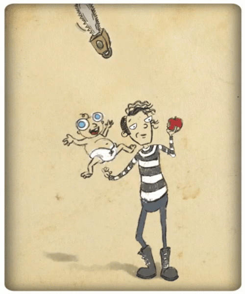 Juggling Baby And Chainsaw Animation GIF