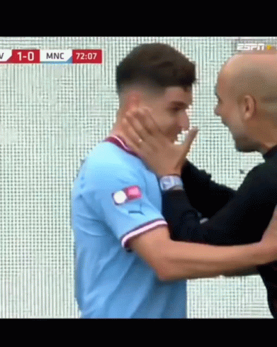 Julian Alvarez And Pep Guardiola GIF