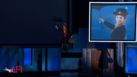 Julie Andrews Mary Poppins Flying Umbrella GIF