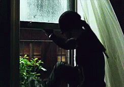 Masked Man Jump Out Window GIF
