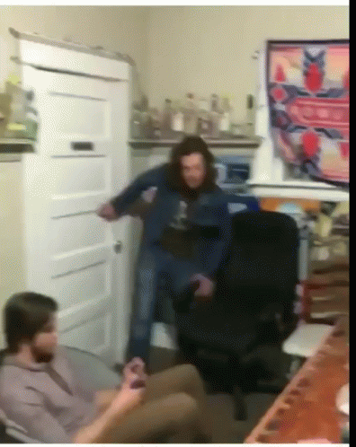 Jump Out Window Long Haired Man Jacket GIF