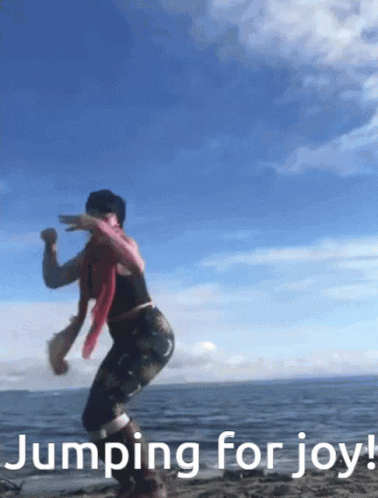 Jumping For Joy By The Sea GIF