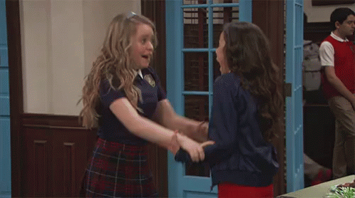 Two Girls Jumping For Joy GIF
